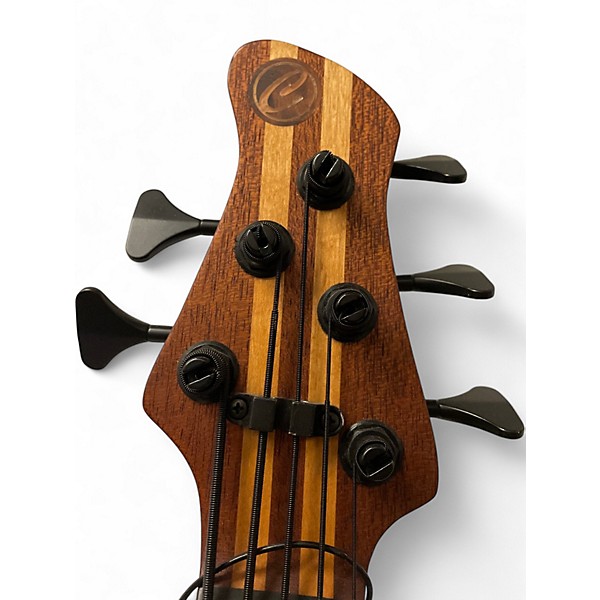 Used Clement 5 STRING FRETLESS Amber Electric Bass Guitar