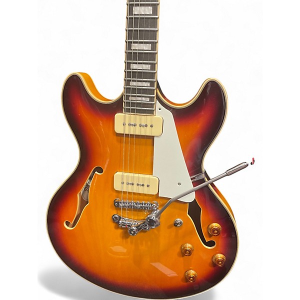 Used D'Angelico DAPDCVSBCSCB9EX 3 Color Sunburst Hollow Body Electric Guitar