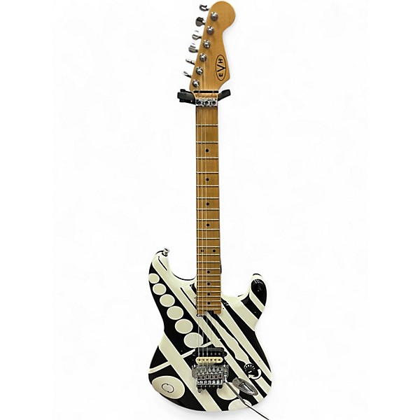 Used EVH Stripe Series Circles Black and White Solid Body Electric Guitar