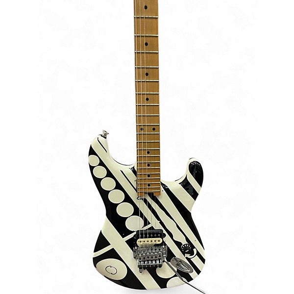 Used EVH Stripe Series Circles Black and White Solid Body Electric Guitar