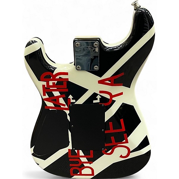 Used EVH Stripe Series Circles Black and White Solid Body Electric Guitar