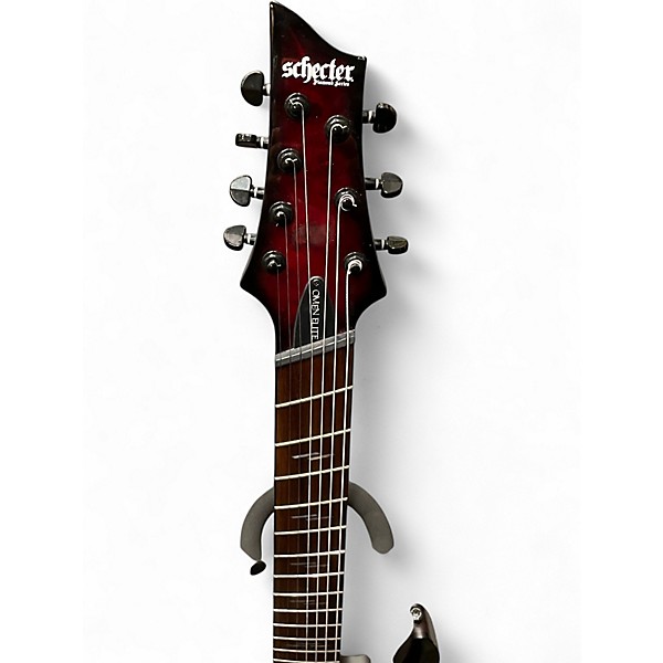 Used Schecter Guitar Research Omen 8 LH Black Cherry Burst Solid Body Electric Guitar
