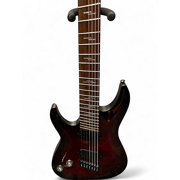Used Schecter Guitar Research Omen 8 LH Black Cherry Burst Solid Body Electric Guitar