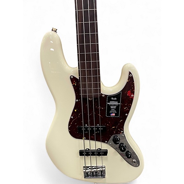 Used Fender Professional II Jazz Bass Fretless Olympic White Electric Bass Guitar