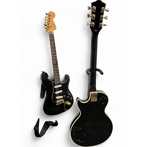 Used Ibanez Custom Black Solid Body Electric Guitar