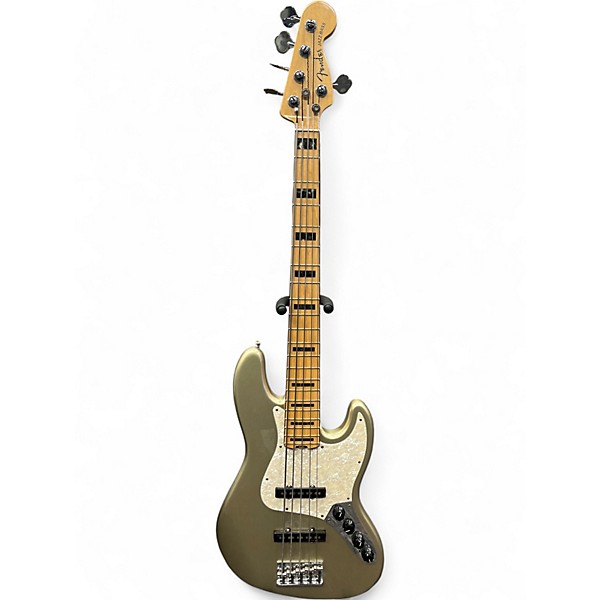 Used Fender American Elite Jazz Bass 5 String Champagne Electric Bass Guitar