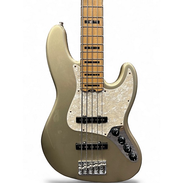 Used Fender American Elite Jazz Bass 5 String Champagne Electric Bass Guitar