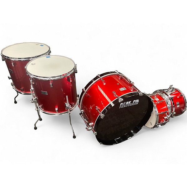 Used Pork Pie 5 Piece Little Squealer 5 Piece Red Lacquer Drum Kit