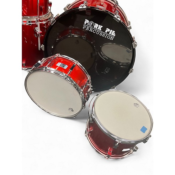 Used Pork Pie 5 Piece Little Squealer 5 Piece Red Lacquer Drum Kit