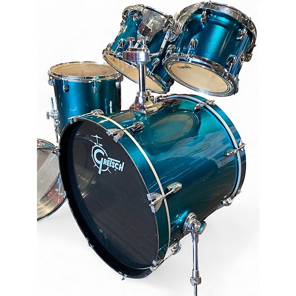 Used Gretsch Drums 5 Piece Blackhawk Teal Drum Kit
