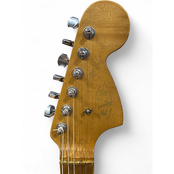 Used EVH Striped Series White with black stripes Solid Body Electric Guitar