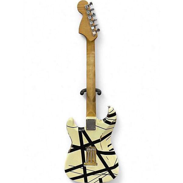 Used EVH Striped Series White with black stripes Solid Body Electric Guitar