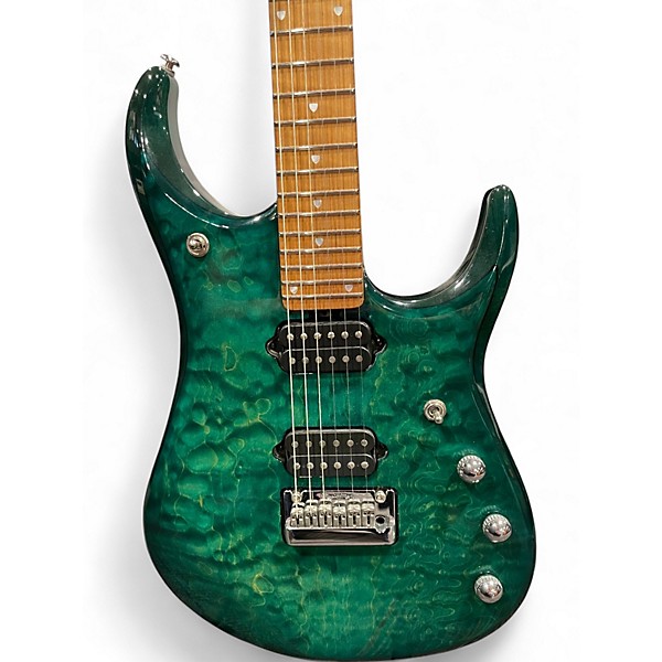 Used Ernie Ball Music Man JP15 John Petrucci Signature BFR Teal Quilt Top Solid Body Electric Guitar