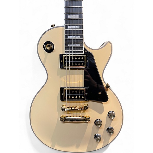 Used Epiphone Les Paul Custom Blackback Pro Antique Ivory Solid Body Electric Guitar