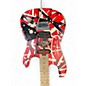 Used EVH Striped Series Frankie Red with Black and White Stripes Solid Body Electric Guitar