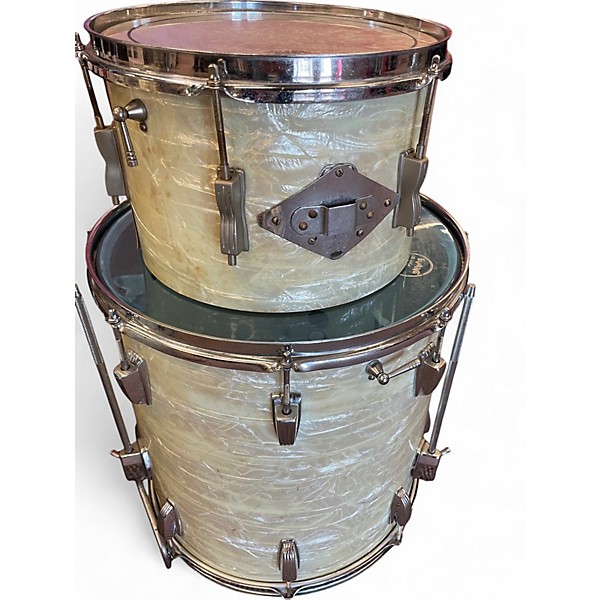 Vintage 1960s Ludwig 3 Piece Clubdate White Marine Pearl Drum Kit