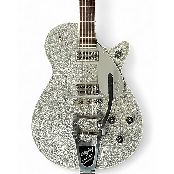 Used 2019 Gretsch Guitars G6192T-PE Player's Edition Duo Jet Silver Sparkle Hollow Body Electric Guitar