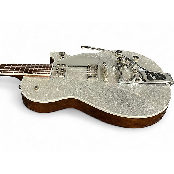 Used 2019 Gretsch Guitars G6192T-PE Player's Edition Duo Jet Silver Sparkle Hollow Body Electric Guitar
