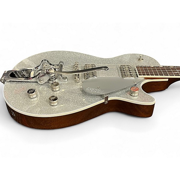 Used 2019 Gretsch Guitars G6192T-PE Player's Edition Duo Jet Silver Sparkle Hollow Body Electric Guitar