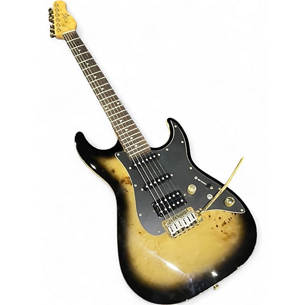 Used Michael Kelly custom collection Burl Black and natural Solid Body Electric Guitar