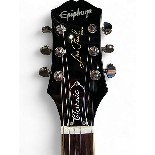 Used 2023 Epiphone Les Paul Classic Black Solid Body Electric Guitar