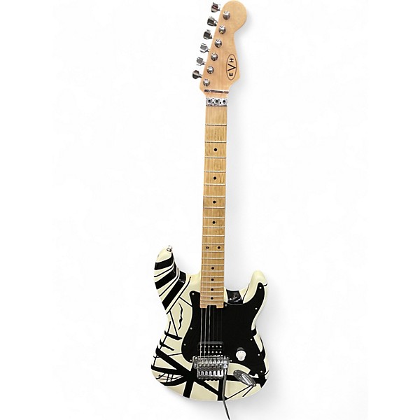 Used EVH Striped Series Black and White Solid Body Electric Guitar
