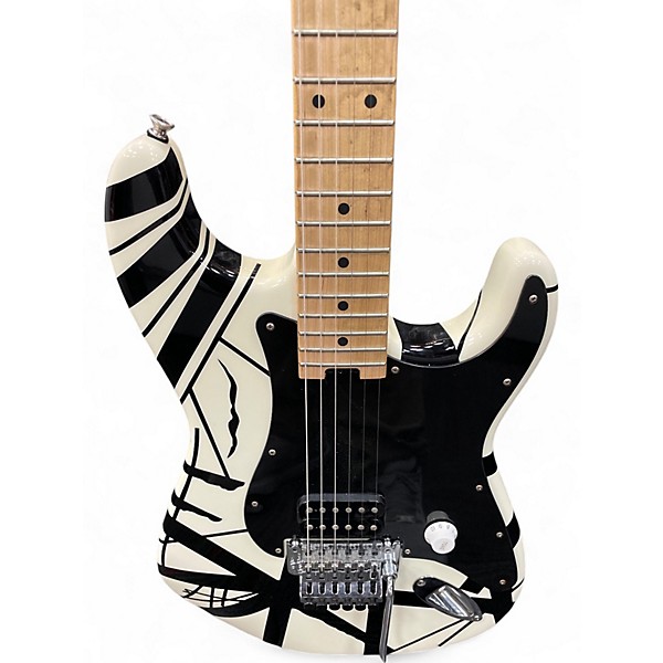 Used EVH Striped Series Black and White Solid Body Electric Guitar