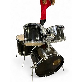 Used Unknown 7 Piece Drumset  Black Drum Kit