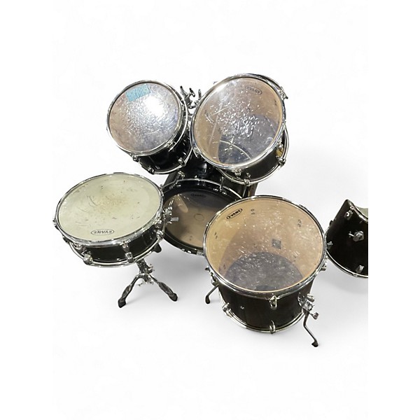 Used Unknown 7 Piece Drumset  Black Drum Kit