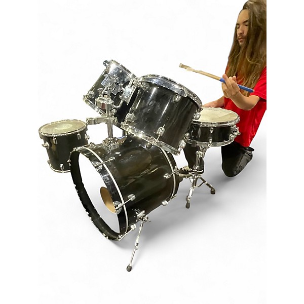Used Unknown 7 Piece Drumset  Black Drum Kit