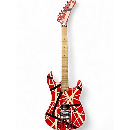 Used EVH Striped Series Star BLACK AND WHIT STRIPES Solid Body Electric Guitar