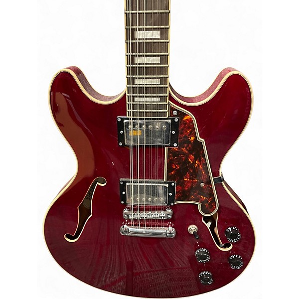 Used D'Angelico Premier Series DC 12 String Red Hollow Body Electric Guitar