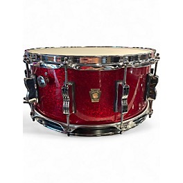 Used Ludwig 6X14 Classic Maple Snare Red Sparkle Drum