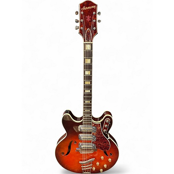 Vintage 1960s Harmony H75 Sunburst Hollow Body Electric Guitar