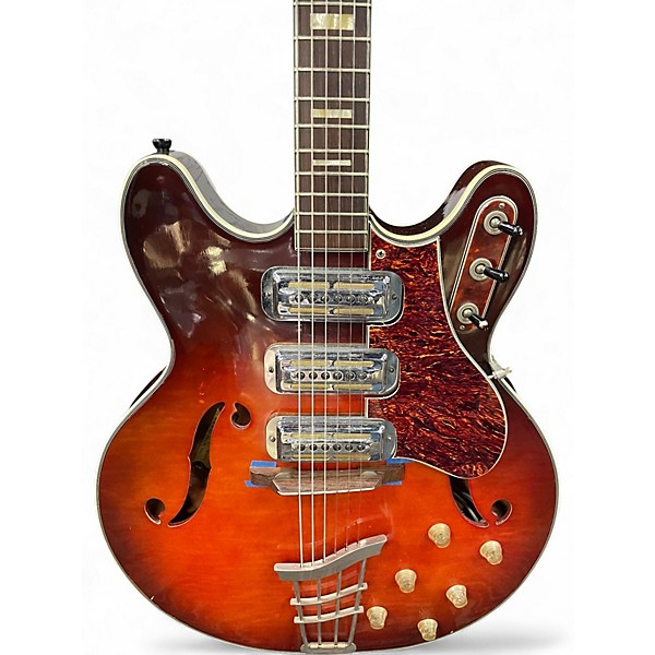 Vintage 1960s Harmony H75 Sunburst Hollow Body Electric Guitar