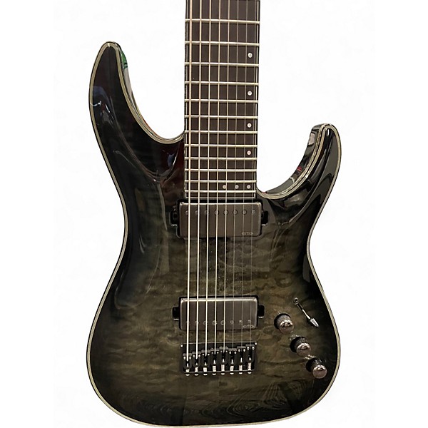 Used Schecter Guitar Research HELLRAISER HYBRID C-8 Trans Black Solid Body Electric Guitar