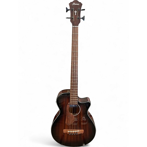 Used Ibanez aegb24e-mhs Mahogany Sunburst Acoustic Bass Guitar