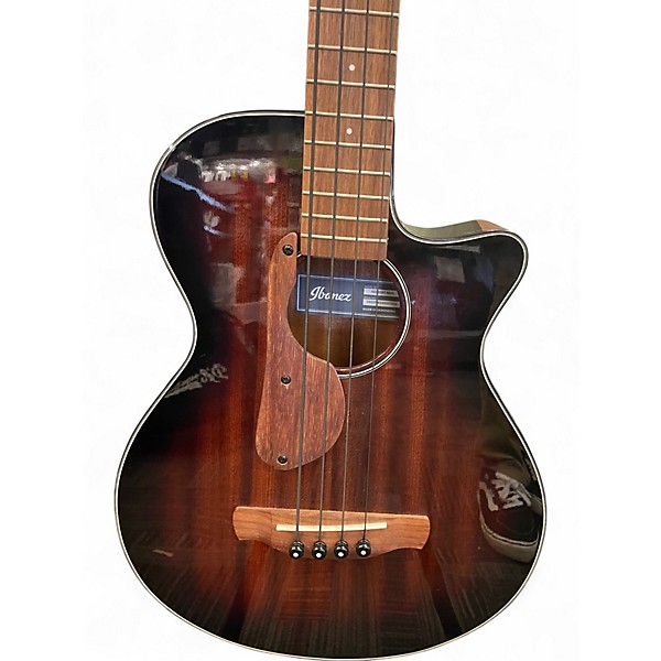 Used Ibanez aegb24e-mhs Mahogany Sunburst Acoustic Bass Guitar
