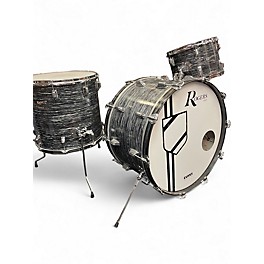 Used Rogers 3 Piece Vintage 1960's Powertone Black Oyster Drum Kit
