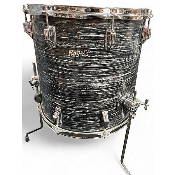 Used Rogers 3 Piece Vintage 1960's Powertone Black Oyster Drum Kit