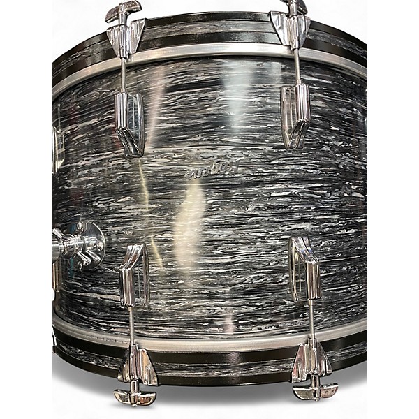 Used Rogers 3 Piece Vintage 1960's Powertone Black Oyster Drum Kit
