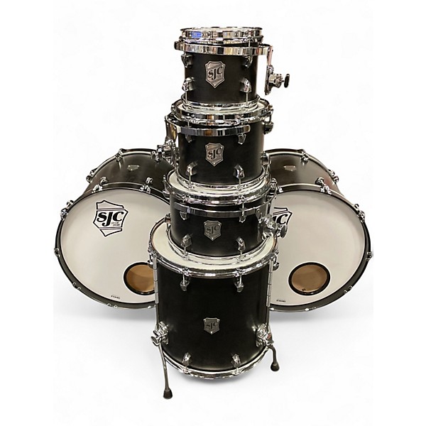 Used 2024 SJC Drums 6 Piece USA CUSTOM Satin Black Drum Kit