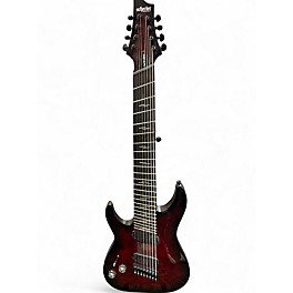 Used Schecter Guitar Research omen elite 8 string Red to Black Fade Electric Guitar
