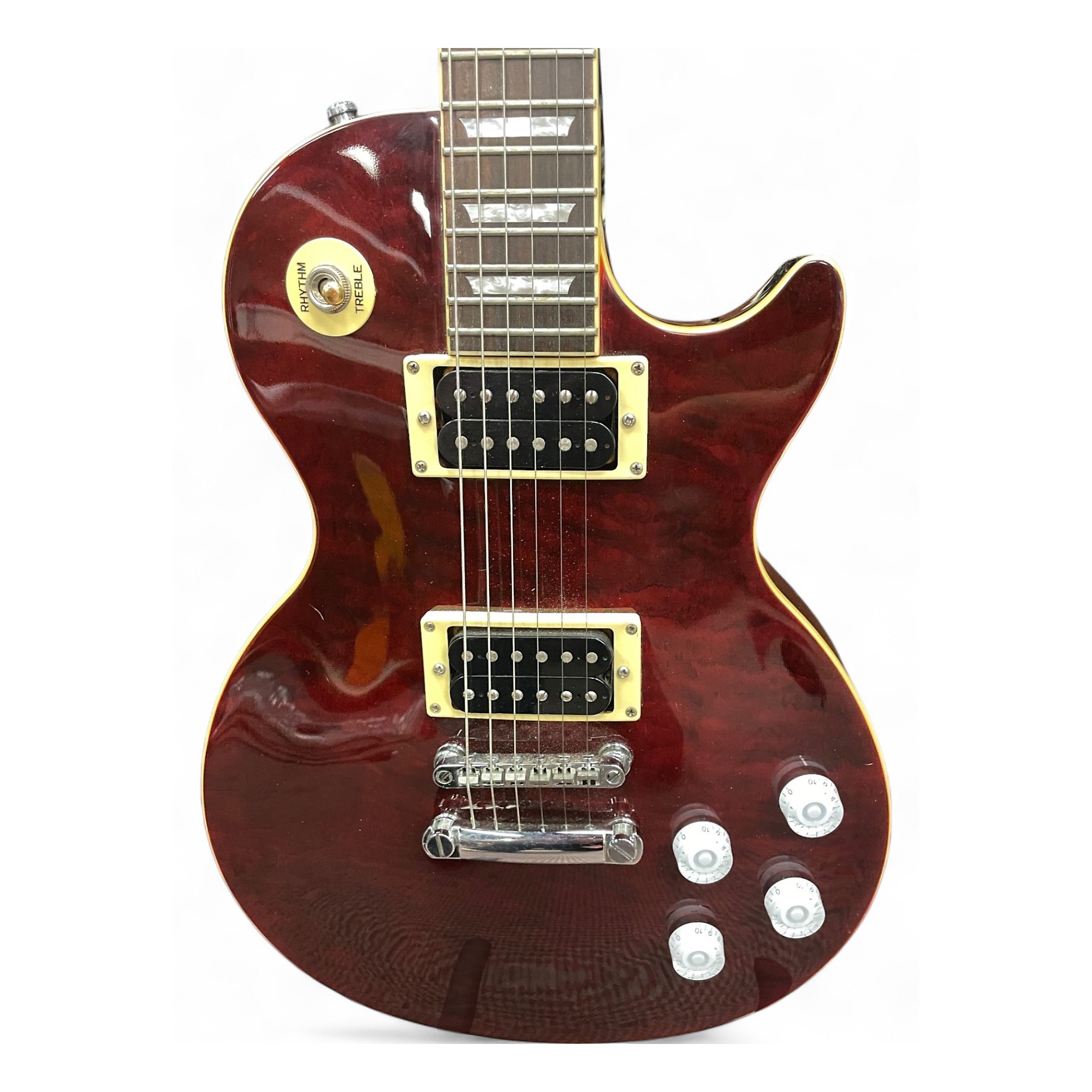 Used Epiphone Les Paul Classic Quilt Top Trans Red Solid