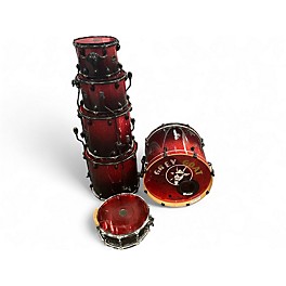 Used Mapex 6 Piece Armory Red to Black Fade Drum Kit