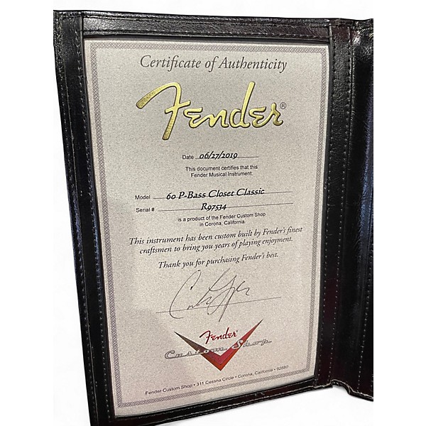 Used Fender MASTERBUILT CARLOS LOPEZ CLOSET CLASSIC 1969 PRECISION BASS Olympic White Electric Bass Guitar