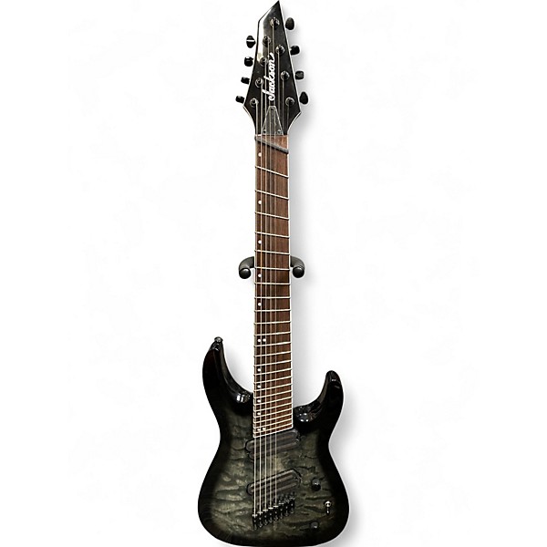 Used Jackson SLATX8Q Soloist 8 String Multi Scale Arch Top Trans Black burst Solid Body Electric Guitar
