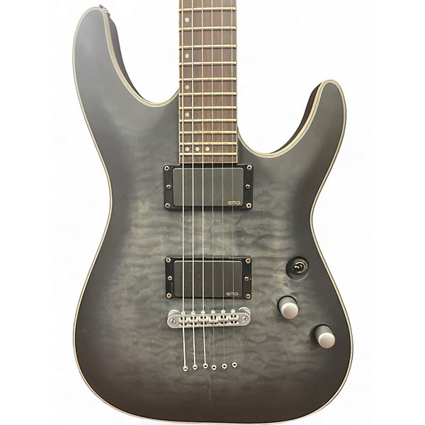 Used Schecter Guitar Research C1 Platinum Trans Black Solid Body Electric Guitar