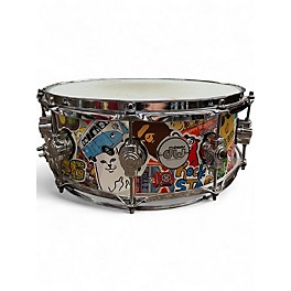Used DW 14X6 Design Series Acrylic Snare Sticker-Bombed Clear Drum