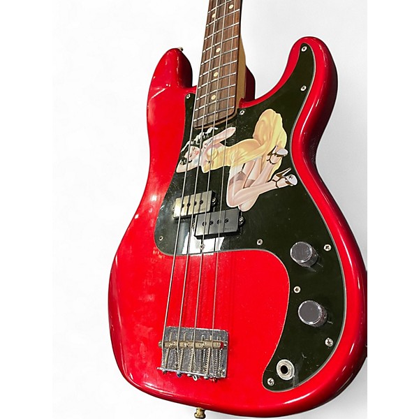 Used Fender Standard Precision Bass Chrome Red Electric Bass Guitar